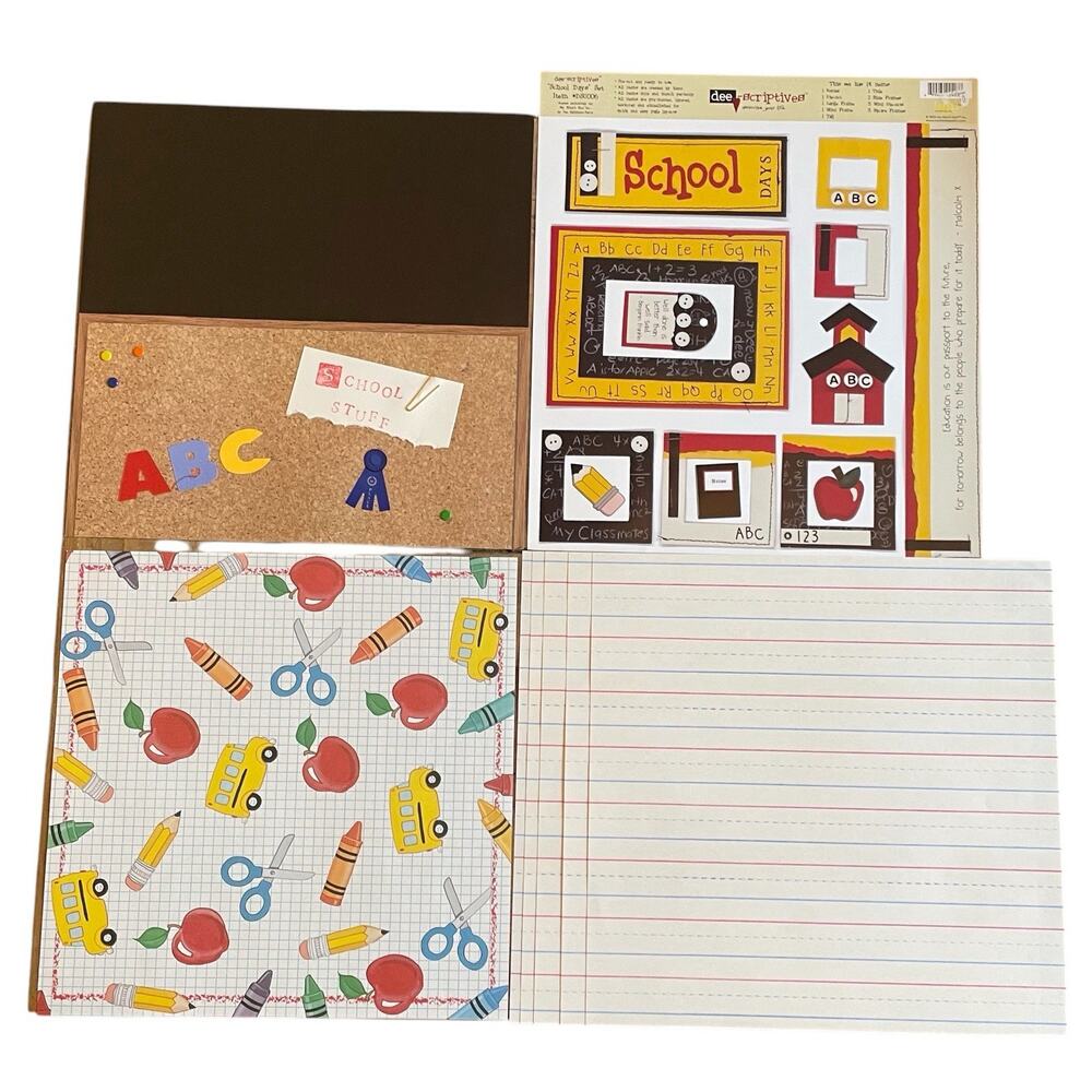 School Days Premade Scrapbook Layout 12x12 Diecuts Paper Cardstock Lot Of‎ 8